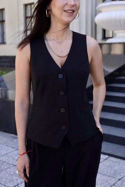 Жилет и платье из вискозы с принтом в комплекте LIZET М357 - фото 3