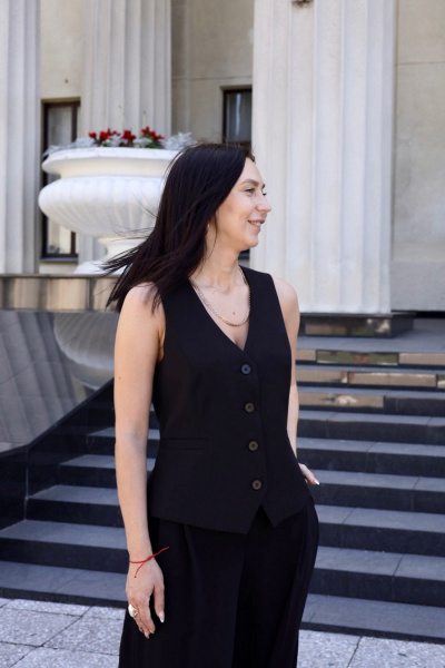 Жилет и платье из вискозы с принтом в комплекте LIZET М357 - фото 2