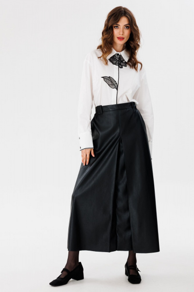 Белая блузка из плательно-блузочной ткани с рукавом-кулиской EOLA 2679 молочный - фото 6