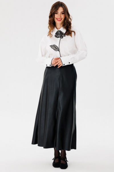 Белая блузка из плательно-блузочной ткани с рукавом-кулиской EOLA 2679 молочный - фото 5