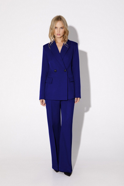 Костюм-тройка: жакет, майка и широкие брюки PiRS 4818 василек - фото 4