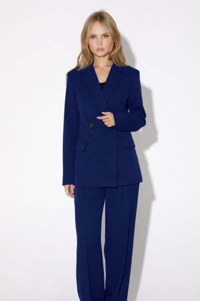 Деловой демисезонный комплект из жакета, майки и брюк PiRS 4818 темно-синий - фото 3