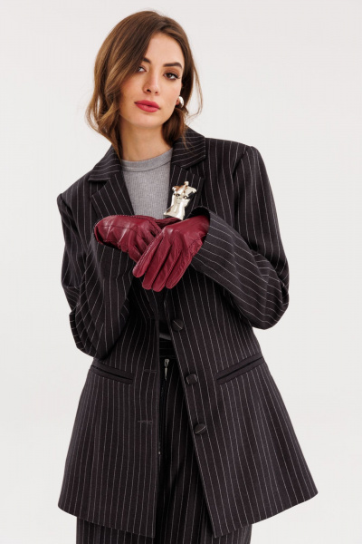 Юбка из костюмной ткани в полоску с разрезом и подкладкой EOLA 2724 черный - фото 4