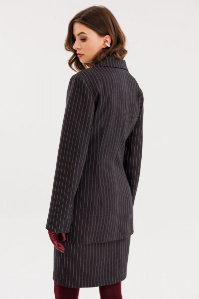 Юбка из костюмной ткани в полоску с разрезом и подкладкой EOLA 2724 черный - фото 3