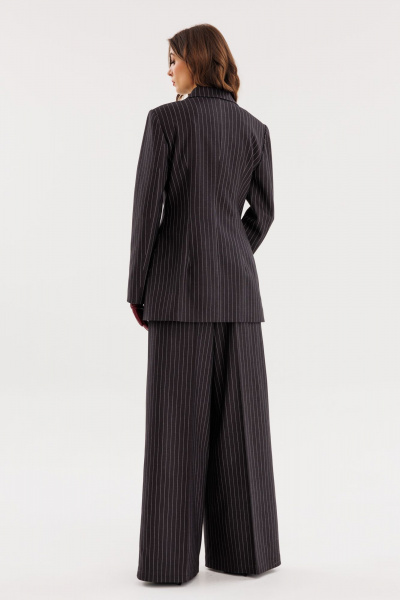 Жакет из костюмной ткани полоска полуприлегающего силуэта EOLA 2723 графит_полоска - фото 11