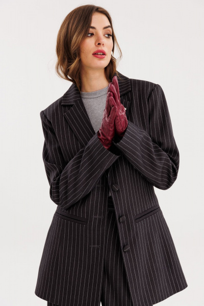 Жакет из костюмной ткани полоска полуприлегающего силуэта EOLA 2723 графит_полоска - фото 10