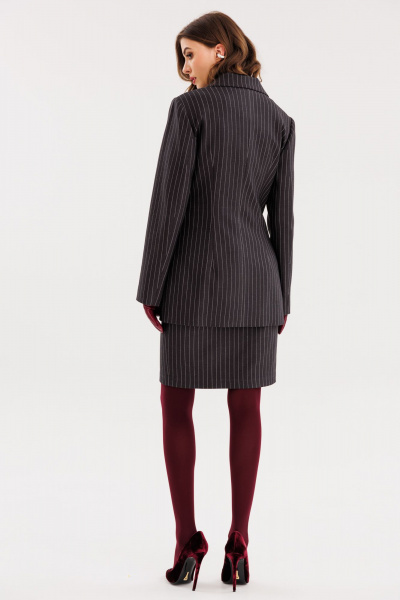 Жакет из костюмной ткани полоска полуприлегающего силуэта EOLA 2723 графит_полоска - фото 3