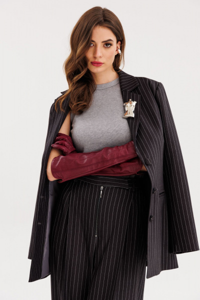 Жакет из костюмной ткани полоска полуприлегающего силуэта EOLA 2723 графит_полоска - фото 5