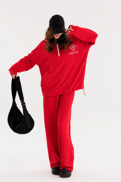 Брюки из трикотажа с боковыми карманами демисезон EOLA 2722 красный - фото 8