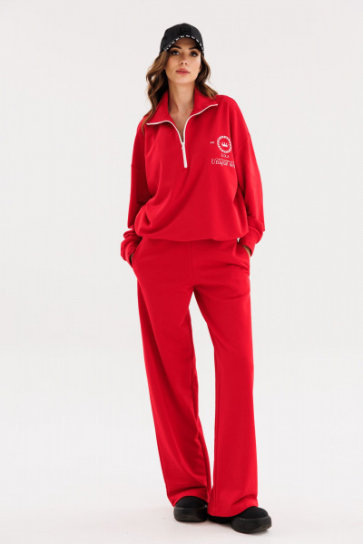 Брюки из трикотажа с боковыми карманами демисезон EOLA 2722 красный - фото 5