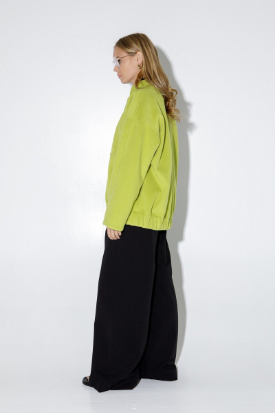 Бомбер из ткани с воротником-стойкой и поясом на резинке PiRS 5138 лайм - фото 6