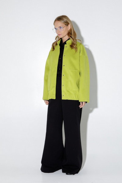 Бомбер из ткани с воротником-стойкой и поясом на резинке PiRS 5138 лайм - фото 1