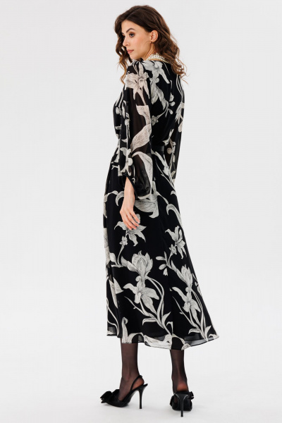 Платье из шифона с принтом, миди с втачным рукавом EOLA 2716 черный_принт - фото 2