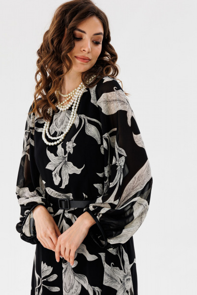 Платье из шифона с принтом, миди с втачным рукавом EOLA 2716 черный_принт - фото 16