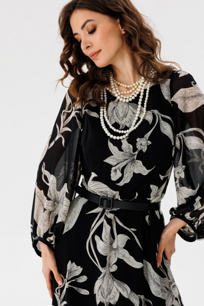 Платье из шифона с принтом, миди с втачным рукавом EOLA 2716 черный_принт - фото 15