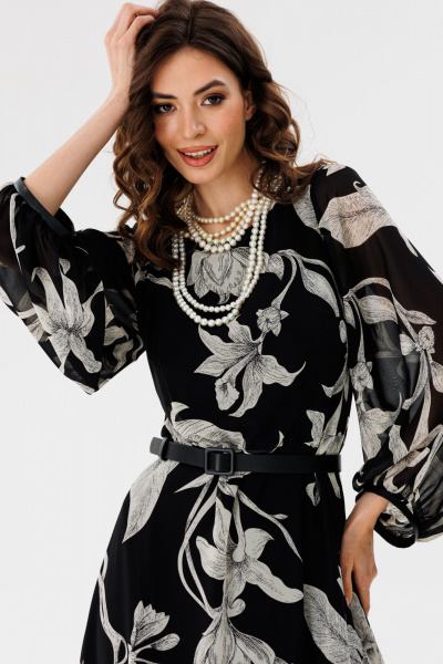 Платье из шифона с принтом, миди с втачным рукавом EOLA 2716 черный_принт - фото 14