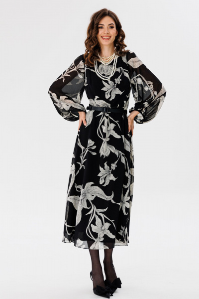 Платье из шифона с принтом, миди с втачным рукавом EOLA 2716 черный_принт - фото 11