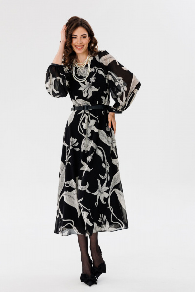 Платье из шифона с принтом, миди с втачным рукавом EOLA 2716 черный_принт - фото 10