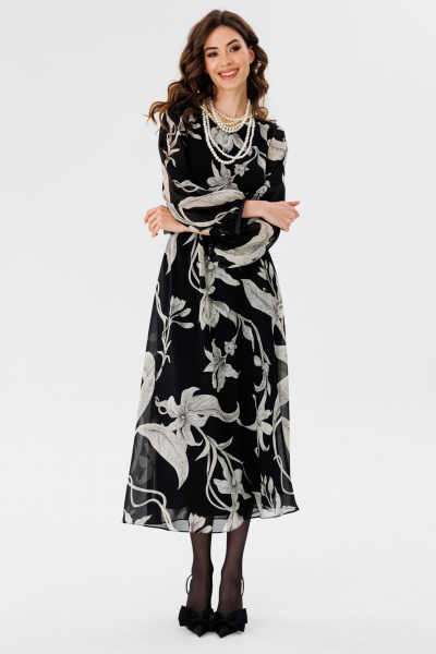 Платье из шифона с принтом, миди с втачным рукавом EOLA 2716 черный_принт - фото 9