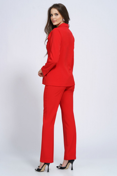 Деловой костюм брюки и жакет приталенный на подкладке Alani Collection 2143 красный - фото 25