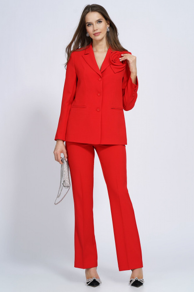 Деловой костюм брюки и жакет приталенный на подкладке Alani Collection 2143 красный - фото 24