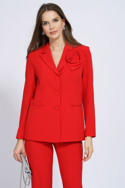 Деловой костюм брюки и жакет приталенный на подкладке Alani Collection 2143 красный - фото 21