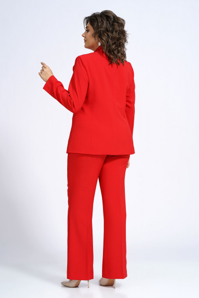 Деловой костюм брюки и жакет приталенный на подкладке Alani Collection 2143 красный - фото 14