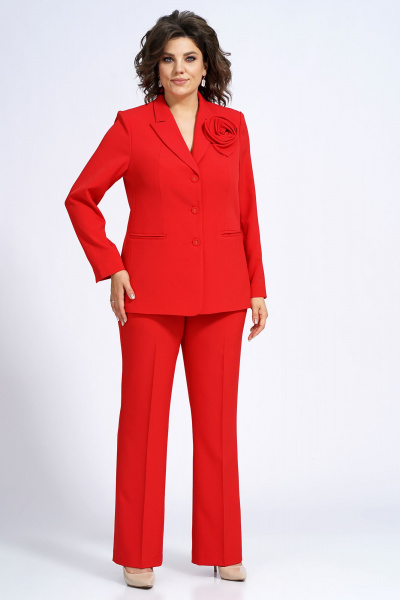 Деловой костюм брюки и жакет приталенный на подкладке Alani Collection 2143 красный - фото 9