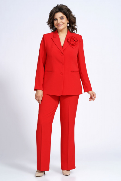 Деловой костюм брюки и жакет приталенный на подкладке Alani Collection 2143 красный - фото 8