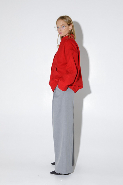 Куртка-бомбер из пальтовой ткани с накладными карманами PiRS 5209 красный - фото 5