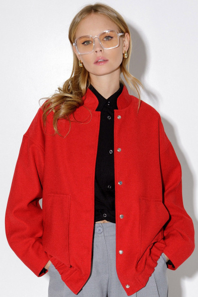 Куртка-бомбер из пальтовой ткани с накладными карманами PiRS 5209 красный - фото 3