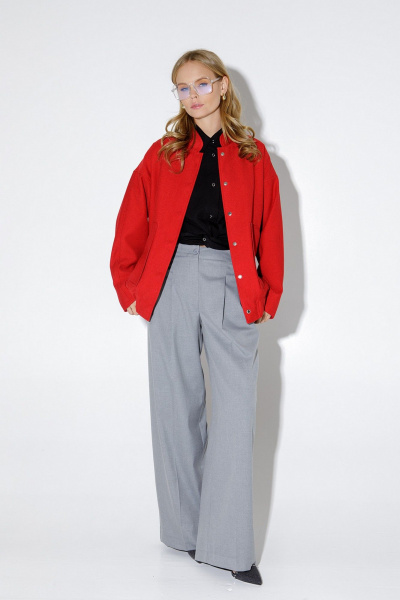 Куртка-бомбер из пальтовой ткани с накладными карманами PiRS 5209 красный - фото 2