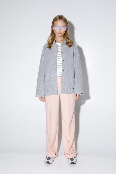 Куртка-бомбер из пальтовой ткани с накладными карманами PiRS 5209 серый - фото 2