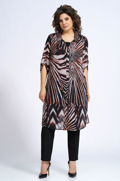 Демисезонный комплект блузон, блуза и брюки в стиле повседневный Alani Collection 2153 зебра - фото 10