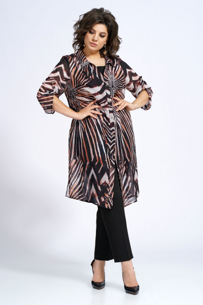 Демисезонный комплект блузон, блуза и брюки в стиле повседневный Alani Collection 2153 зебра - фото 9