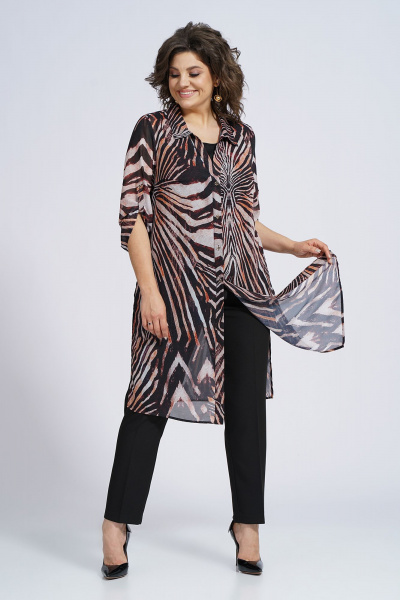 Демисезонный комплект блузон, блуза и брюки в стиле повседневный Alani Collection 2153 зебра - фото 8