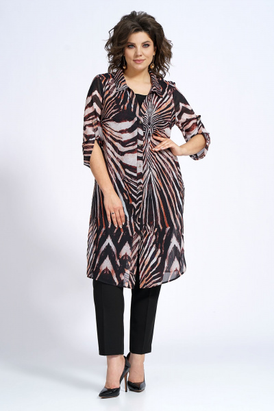 Демисезонный комплект блузон, блуза и брюки в стиле повседневный Alani Collection 2153 зебра - фото 3