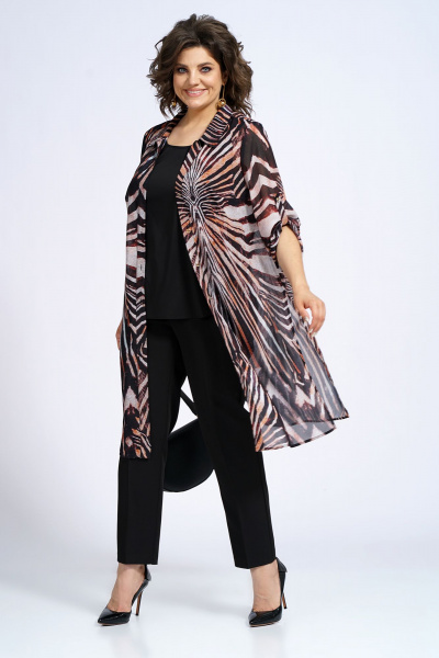 Демисезонный комплект блузон, блуза и брюки в стиле повседневный Alani Collection 2153 зебра - фото 2
