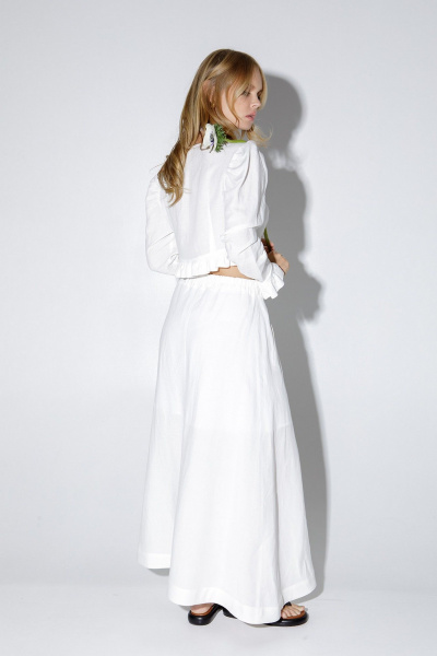 Макси-юбка из льна с разрезом, на каждый день PiRS 5278 молочный - фото 4