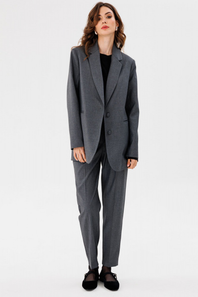 Серые зауженные брюки из костюмной ткани с карманами EOLA 2700 темно-серый - фото 5