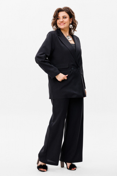 Демисезонный костюм стильный жакет и брюки из текстиля Anelli 1493 пантера - фото 6