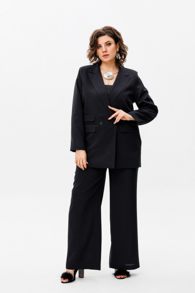 Демисезонный костюм стильный жакет и брюки из текстиля Anelli 1493 пантера - фото 5