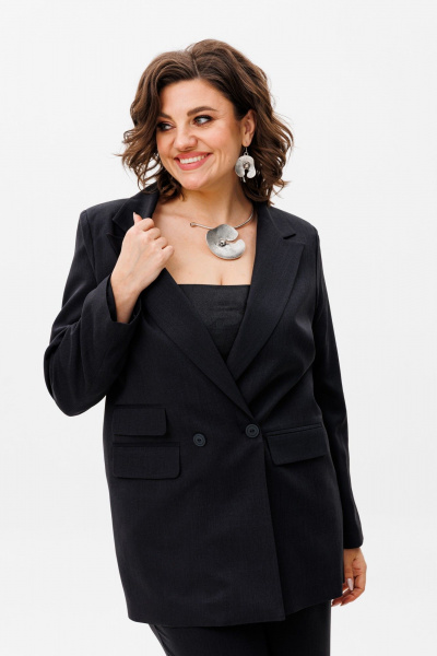 Демисезонный костюм стильный жакет и брюки из текстиля Anelli 1493 пантера - фото 3