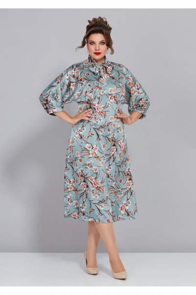 Платье из шелкового атласа с расклешенной юбкой Mira Fashion 5451-2 - фото 1