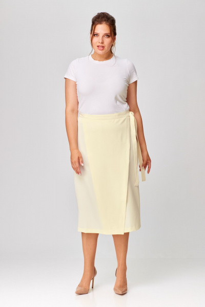 Юбка из вискозы с запахом и треугольным вырезом Abbi 3001 молочный - фото 13