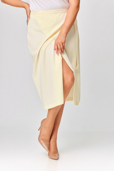 Юбка из вискозы с запахом и треугольным вырезом Abbi 3001 молочный - фото 10