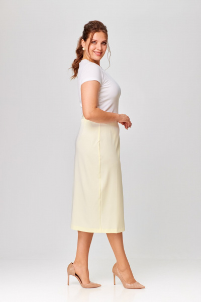 Юбка из вискозы с запахом и треугольным вырезом Abbi 3001 молочный - фото 9