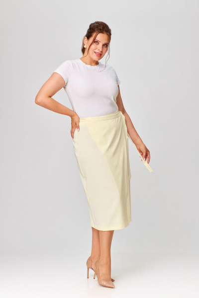 Юбка из вискозы с запахом и треугольным вырезом Abbi 3001 молочный - фото 7