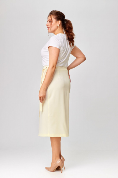 Юбка из вискозы с запахом и треугольным вырезом Abbi 3001 молочный - фото 5