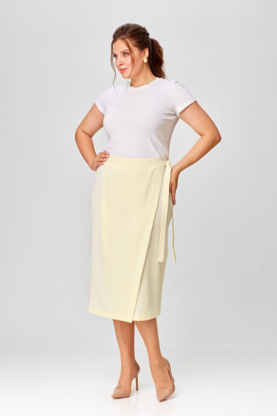 Юбка из вискозы с запахом и треугольным вырезом Abbi 3001 молочный - фото 4